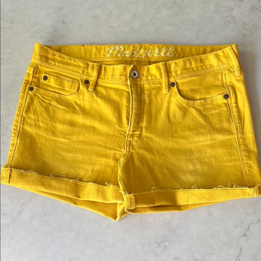 Madewell Women's Bright Mustard Yellow Jean Denim Cutoff Shorts Sz 30
